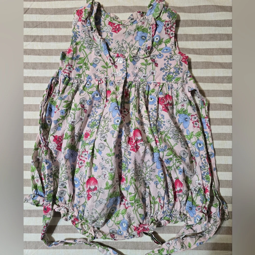 Little English Floral Print Dress with Pink and Blue Accents - Picture 2 of 3